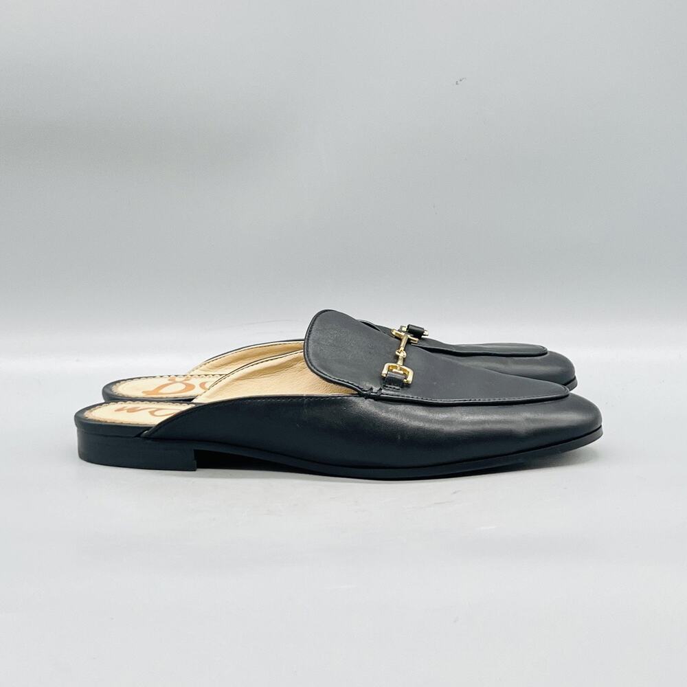 Sam Edelman Shoes Womens 7.5 Black Leather Bit Loafer Mules Flats Slip On Casual